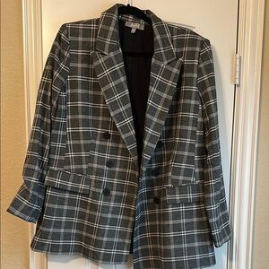 Marled Black and White Checkered Blazer